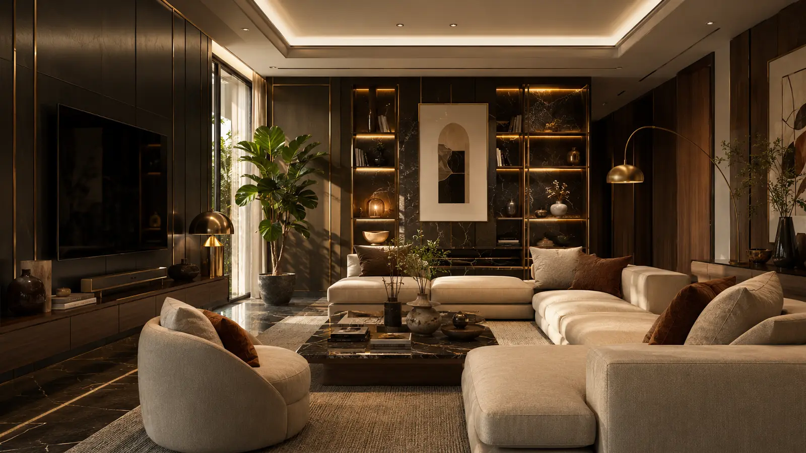 Interior ruang keluarga elegan dan mewah CerdasLiving