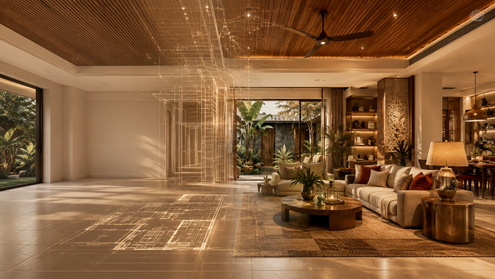 Visual AI 3D ruang perancangan Studio Design CerdasLiving